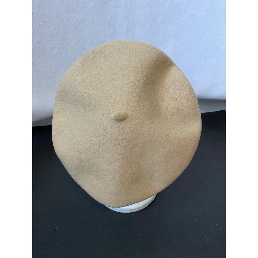 Tan Beige 100% Wool French Beret Hat JH-001 Size L Classic Parisian Style